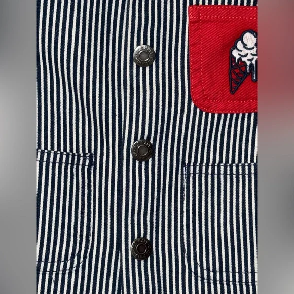 NWT Old Navy Hickory Railroad Stripe Retro Vintage Style Ice Cream Jacket 6-12mo - Picture 5 of 7